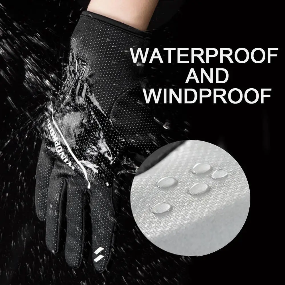 Windproof Cycling Gloves Mountain Bike Gloves Anti Slip Shock Absorbing Pad Breathable Touch Screen Riding Bicycle Gloves Winter