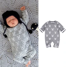 Pelele de punto de algodón para bebé, mono de conejo, ropa de otoño para niños