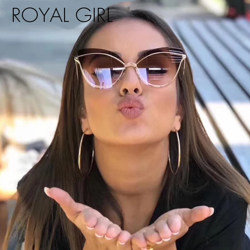 Женские солнцезащитные очки в оправе ROYAL GIRL роскошные брендовые кошачий глаз UV400