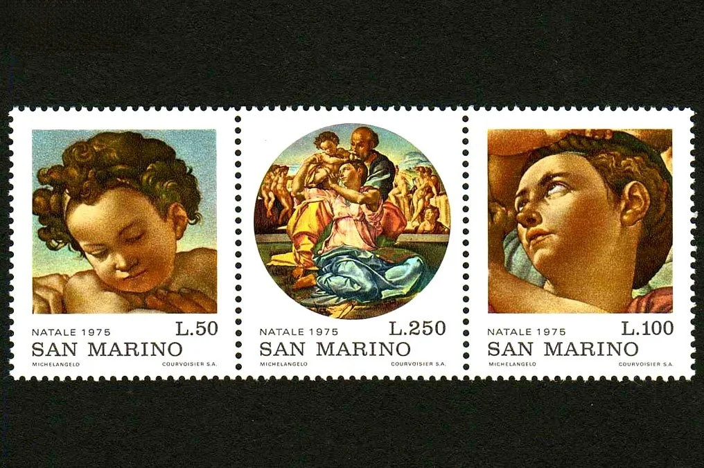 3 шт./компл. Сан-Марино 1975 Рождественская печать картина Микеланджело ангелы и