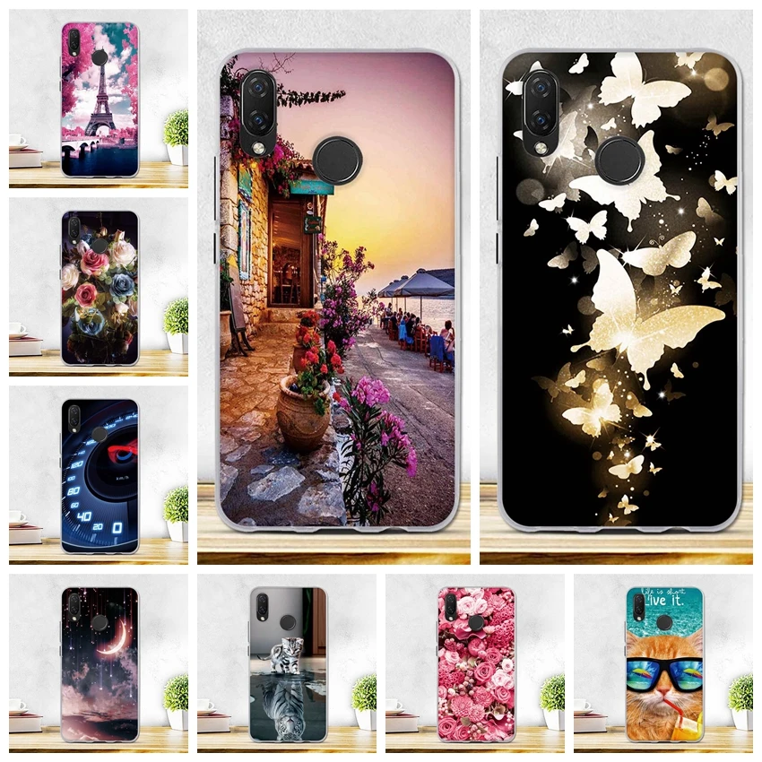 Чехол для Huawei P Smart + чехол Nova 3i Мягкая силиконовая задняя крышка из ТПУ Fundas Plus