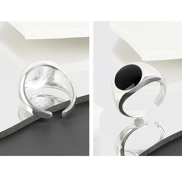 Silberner Siegelring Damen Stilvoller Runder Schmuck Geschenk_voghion.com