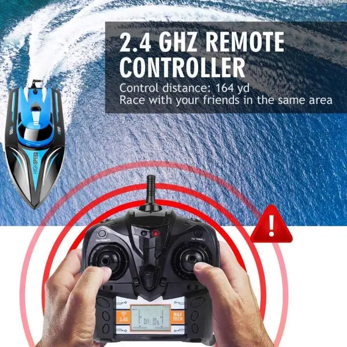 Portable High Speed RC Boat 2.4GHz 4 Channel 30km/h Racing Toys Children Kids Fashion Gift For Outdoor Pool Lake River