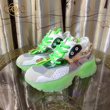 

RY-RELAA womens sneakers shoes 2020 fashion Genuine Leather platform sneakers INS style rhinestone shoes luxury shoes women news