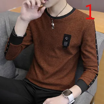 

Mercerized cotton half-high collar bottoming shirt autumn and winter men's slim long-sleeved t-shirt