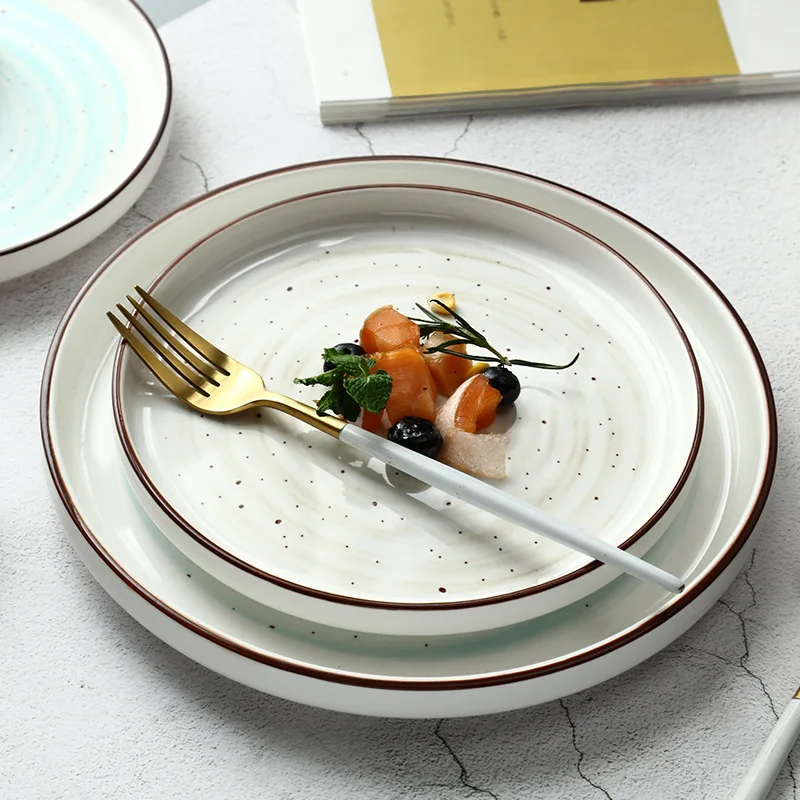 

Fashion Personality Simple Creative Ceramic Western Steak Plate Pizza Plate Ins Home Fruit Plate Characteristic Restaurant Plate