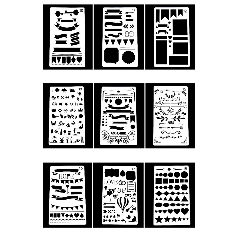 20x Journal Stencil Plastic Drawing Template Stencils for DIY Planner Diary