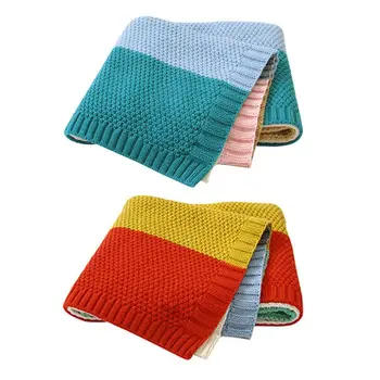 

100x80cm Newborn Baby Knitted Sleeping Bed Stroller Blanket Cover Infant Soft Swaddle Wrap Bedding