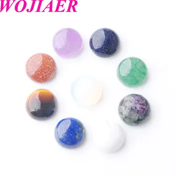 

WOJIAER Natural Gem Stones Round Cabochon CAB No Hole 8x4MM For Making Jewelry 50PCS PBU813