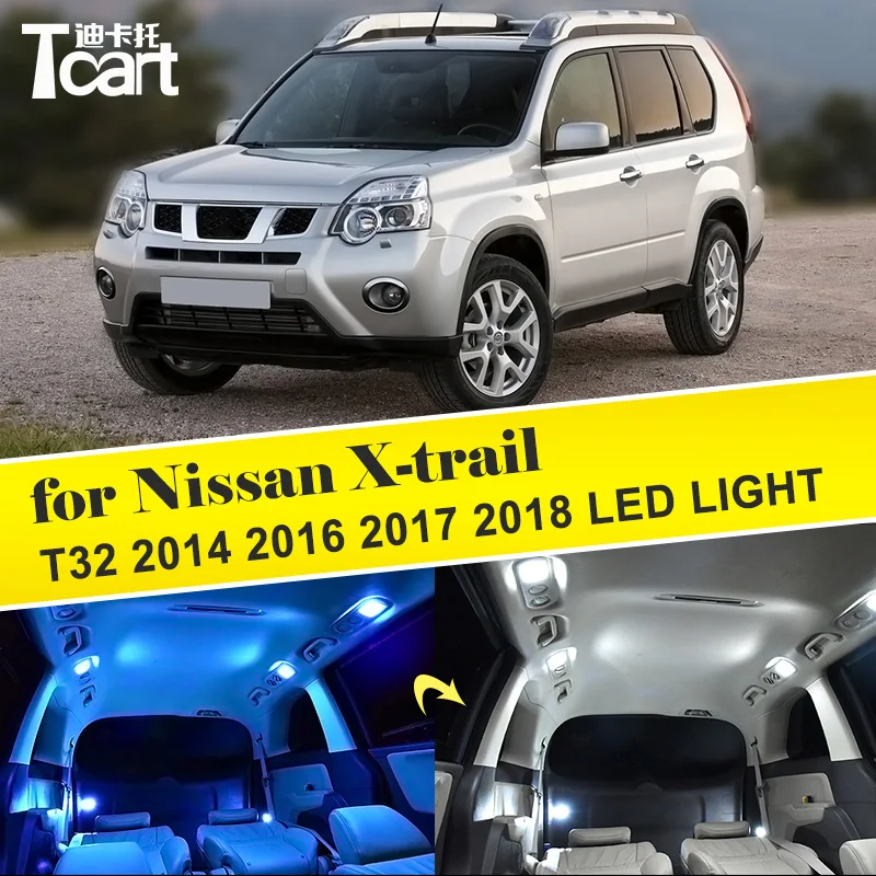 Tcart светодиодный светильник для номерного знака T10 W5W с синим на белый Nissan X Trail T32