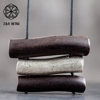 

Wooden Geometric Costume Jewelry For Woman Accessory Long Necklaces Women Accessories Bohemian Pendants for Valentine's Day Gift
