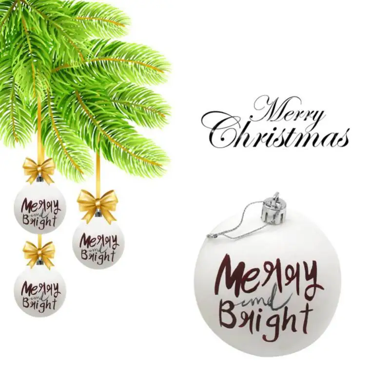 

Funny Christmas Plastic Ball Ornaments Christmas Tree Hanging Decoration for Home Shop Xmas Stars Tree Letter Printed Ball 6cm