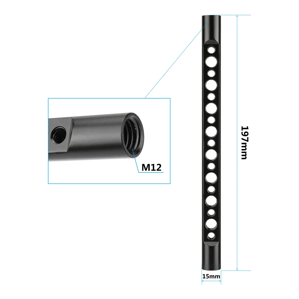 Camera Accessories Aluminum 15mm Rod Cheese Bar 4.9" 5.7" 7.7" Long with 1/4"3/8" Thread Holes