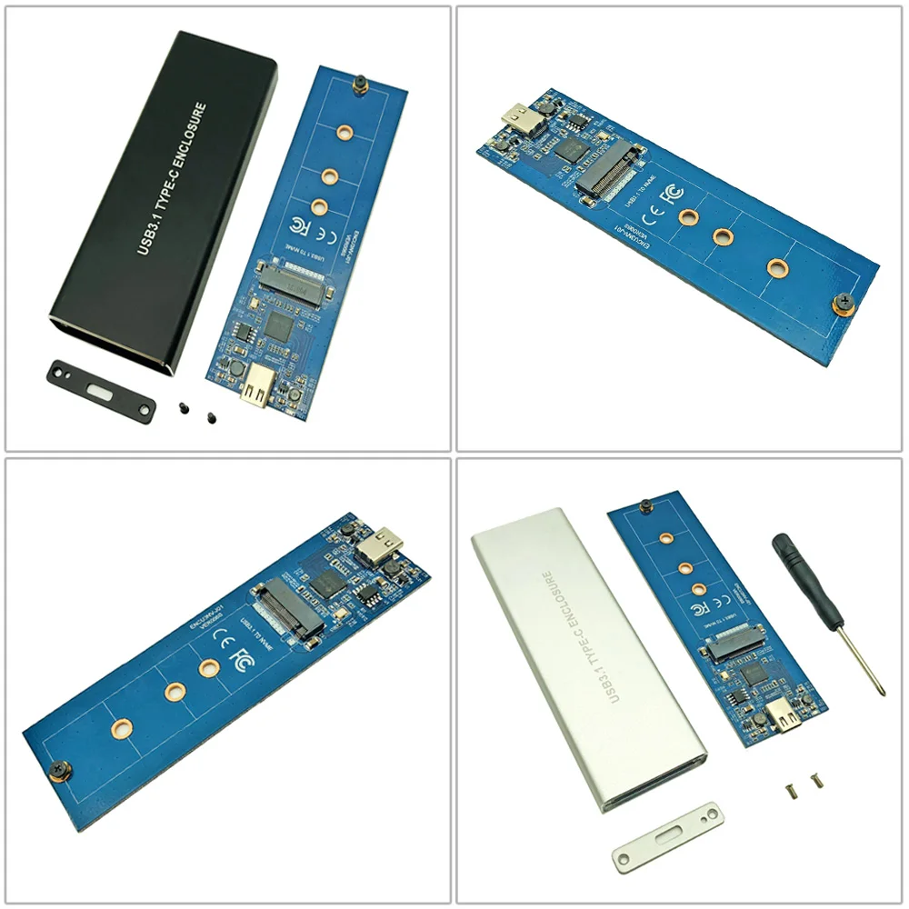 Aluminium USB 3.1 zu M.2 SSD NVME HDD Gehäuse NGFF PCI-E zu Typ C Anschluss Festplatte Fall JMS583