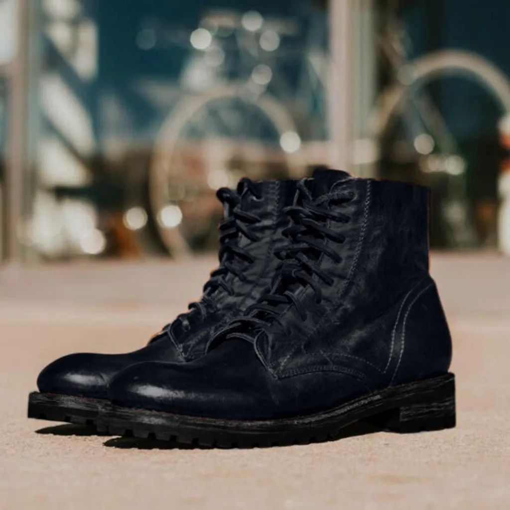 SAGACE/Мужская классическая Уличная обувь на плоской подошве рабочие ботинки в западном стиле с круглым носком и ремешком на низком каблуке Мужские ботинки в стиле ретро на низком каблуке