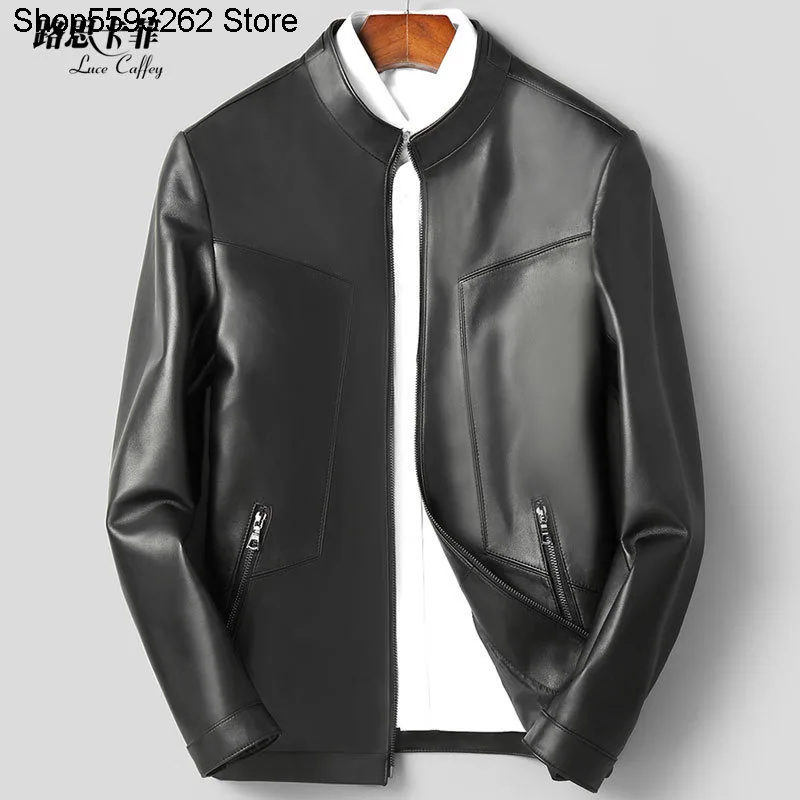 

Haining Autumn Sheep Leather Leather Coat Male Short Money Slim Fit Leather Jacket Men Leisure Coat Male Thin Section