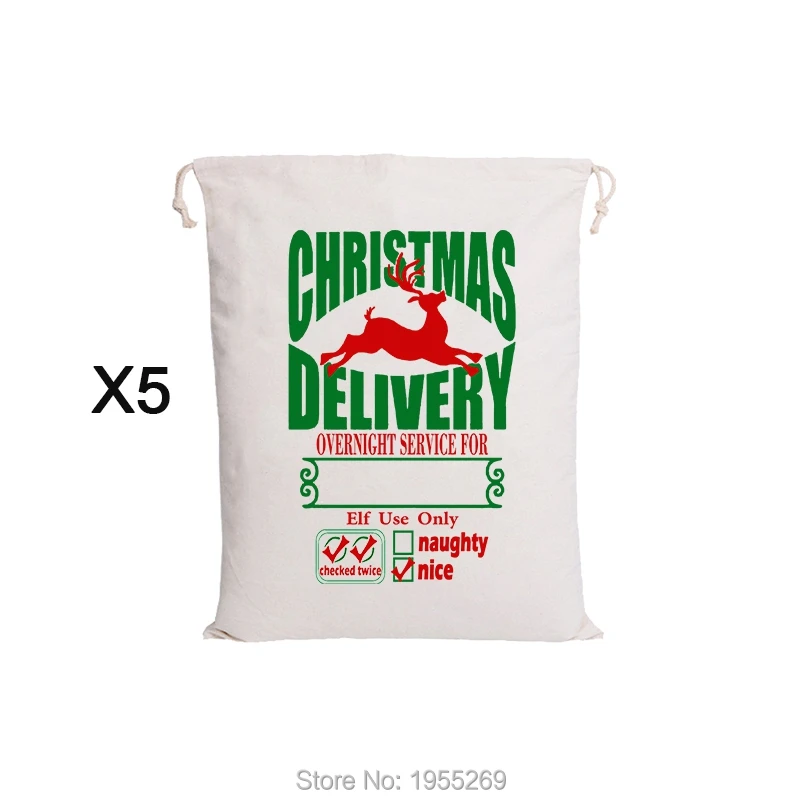 

50pcs Christmas Bag Santa Sacks Drawstring Canvas Bag Santa Claus Party Decorations For Kids Toy Sack Daily Present Bags