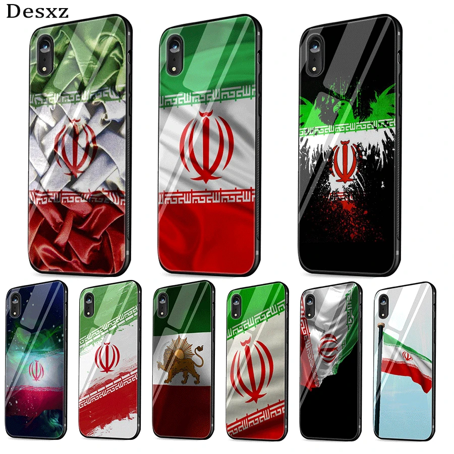 Стеклянный чехол для телефона TPU glass для Apple iPhone 5 5S SE 6 6S 7 8 Plus XR X XS Max крышка с флагом Iran Ribbon