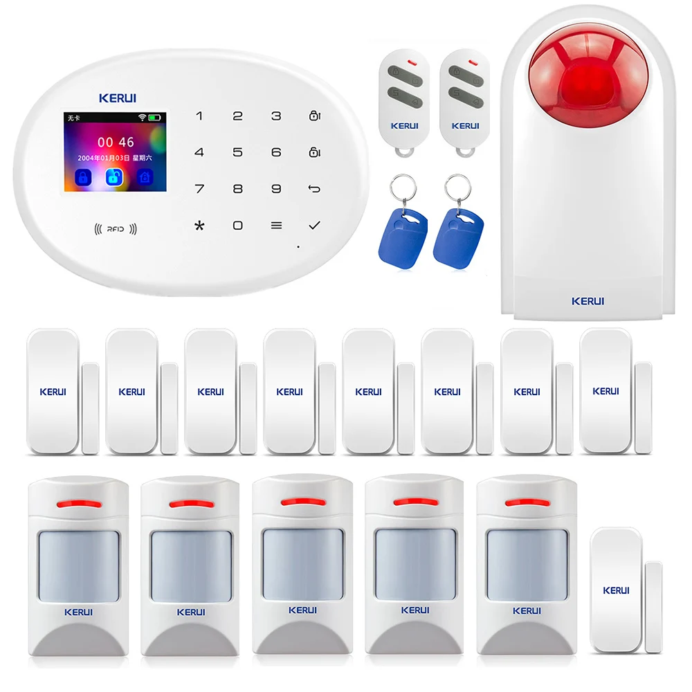 KERUI WIFI GSM W20 RFID Card inteligentny System alarmowy w domu 2.4-calowa klawiatura dotykowa z czujnikiem drzwi Anti-pet Motion Detector KERUI WIFI GSM W20 RFID Card inteligentny System alarmowy w domu 2.4-calowa klawiatura dotykowa z czujnikiem drzwi Anti-pet Motion Detector