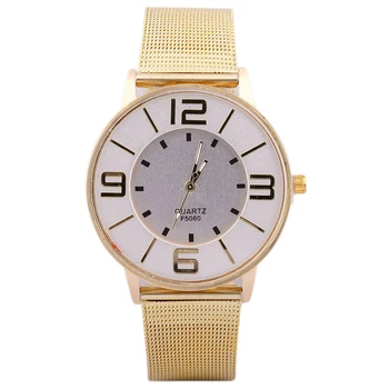 

Wrist Stainless Steel Bling Luxury Fashion Party Quartz Round Large Dial Birthday Gift Women Watch