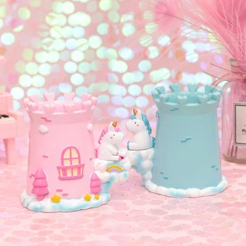 

Unicorn Pen Holder Girls Cartoon Unicorn Resin Pencil Holder as Desk Organizer