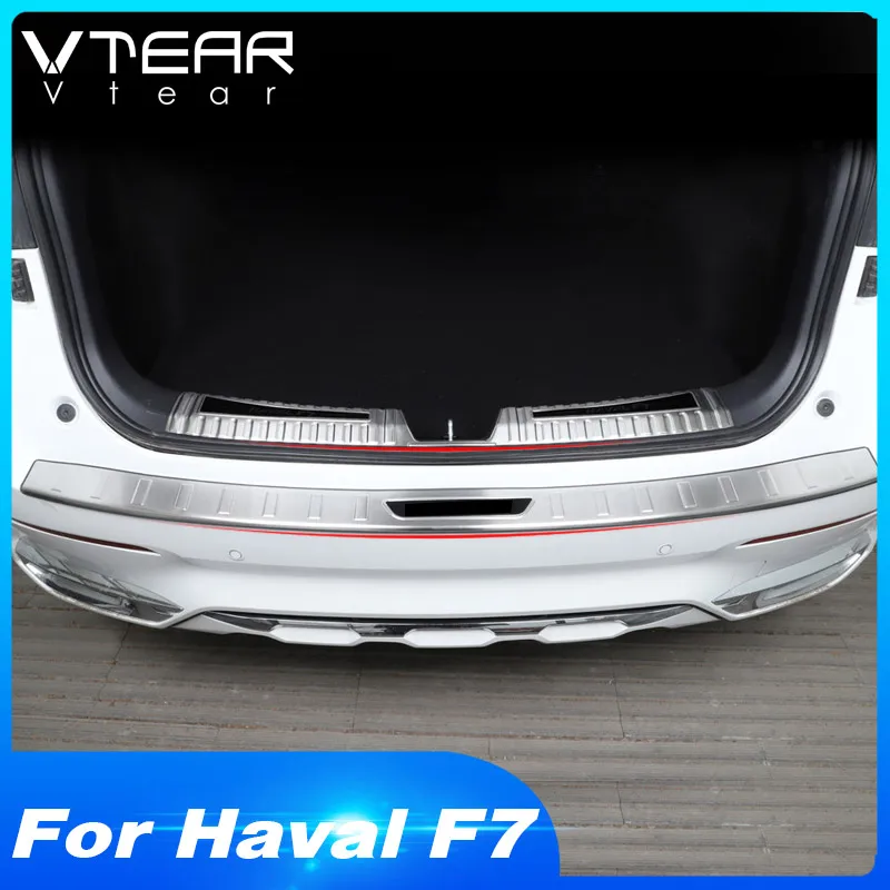 

Vtear for Haval F7 rear guard bumper protector trim cover car trunk chromium styling anti scratch plate exterior part 2018-2019