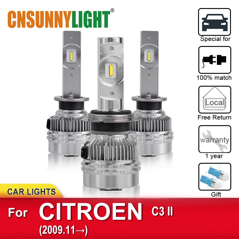 

CNSUNNYLIGHT LED Car Headlamp Bulbs For CITROEN C3 II From 2009 Foglamp Bulbs Headlight Waterproof Plug and Play Led Lamp Kits
