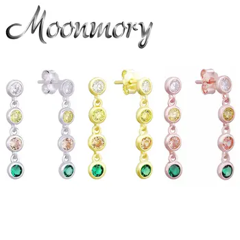 

Moonmory 925 Sterling Silver Rainbow Zircon Chain Dangle Stud Earring For Women 2020 New Arrival Fashion Tassel Earrings Jewelry