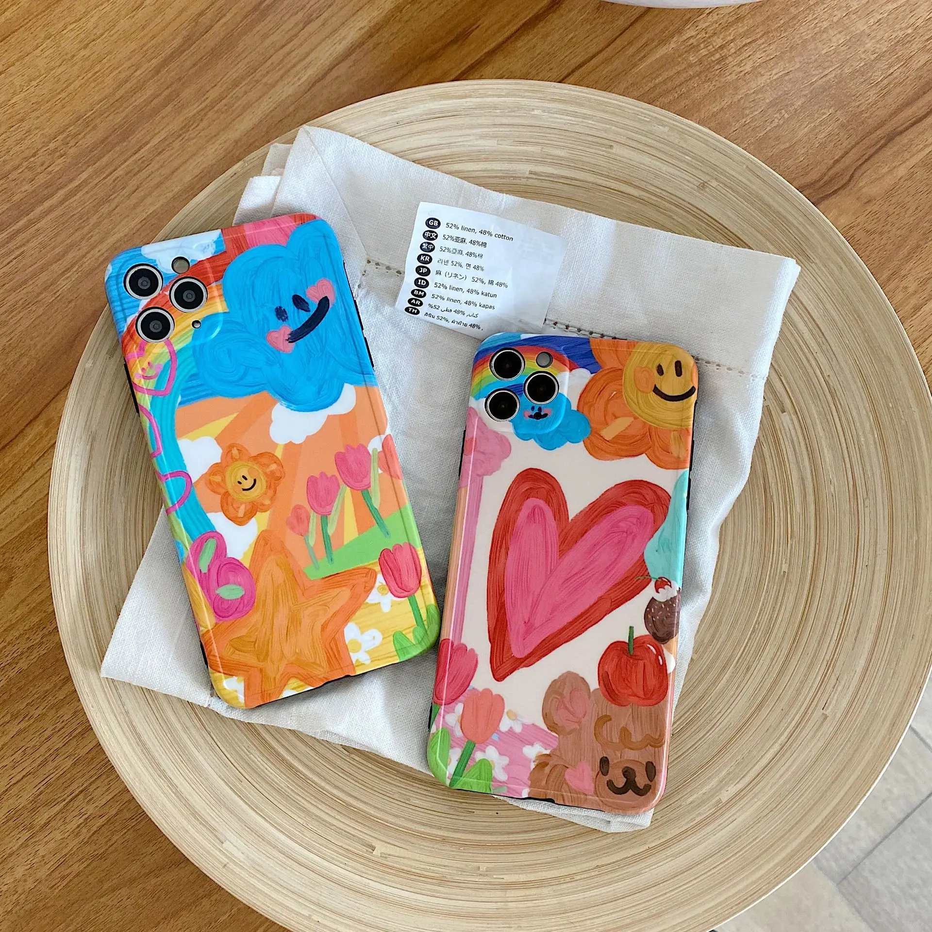Personalized & Creative Graffiti Cartoon Oil Painting Phone Drop-Resistant Protective Case Female for iPhone X |