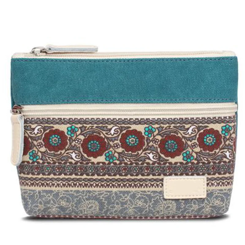 

Clutch Bag National Wind Purse Retro Canvas Bag Zipper Storage Bag