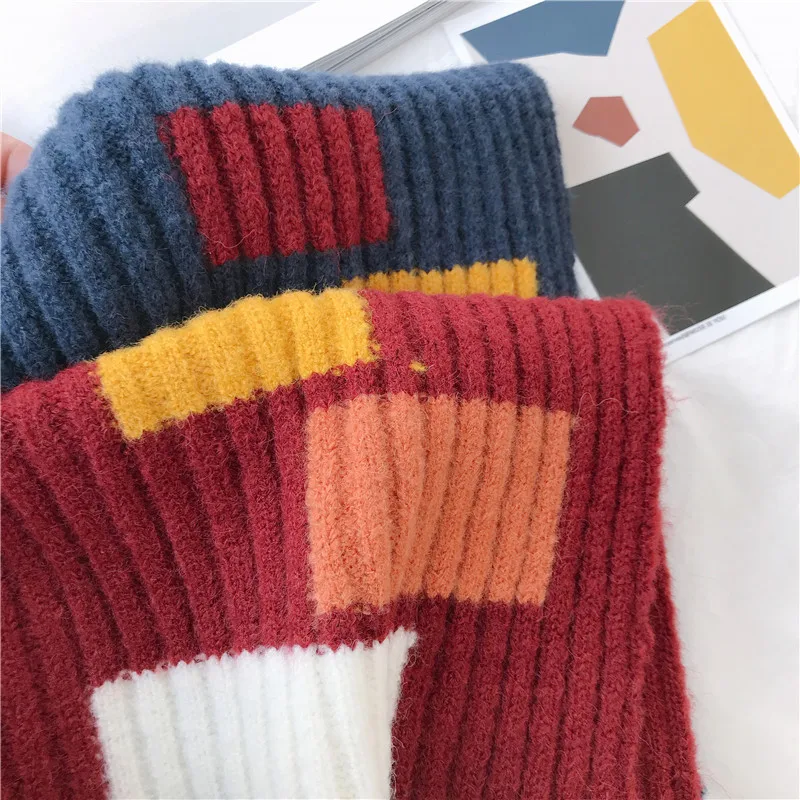 Luna& Dolphin, женский шерстяной зимний шарф, контрастный, квадратный, теплый, куркума, абрикосовый, Шерстяной палантин, Пашмина, милый, короткий шарф для девочки