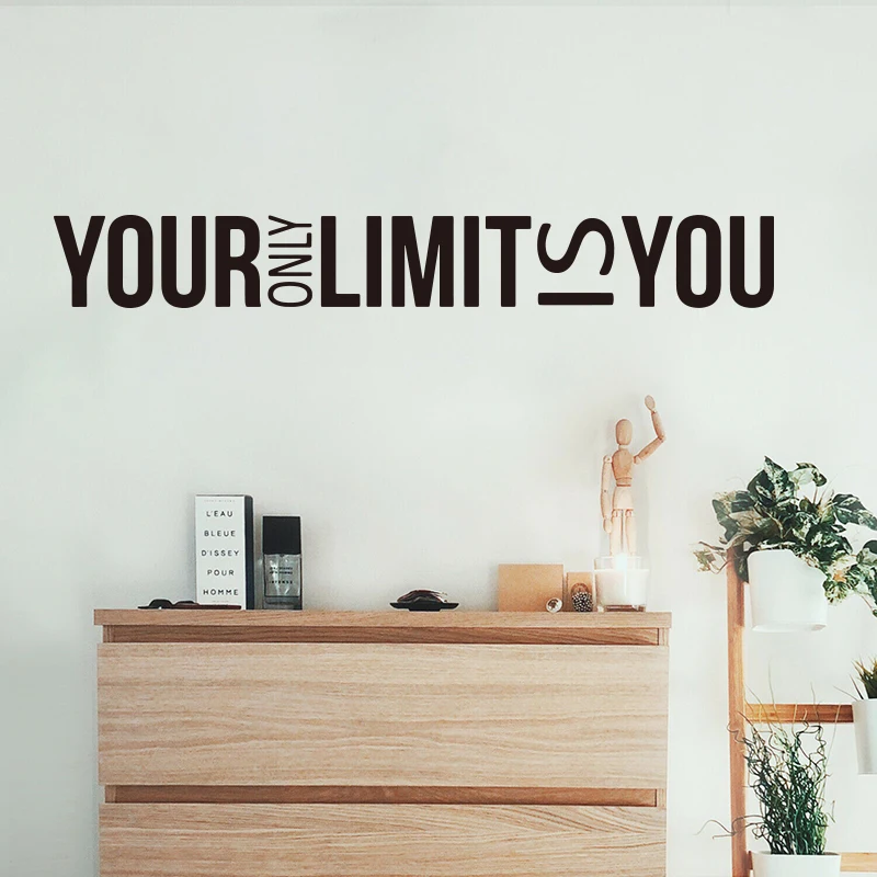 Large Your Only Limit is You Wall Sticker Office Gym Inspirational Motivational Quote Wall Decal Workout Exercise Vinyl Home Dec (2)