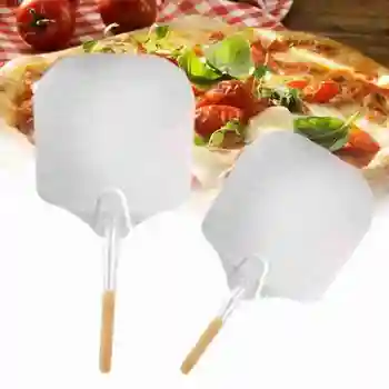 

Pizza shovel Wooden handle stainless steel pizza shovel Pizza transferer Long handle round pizza shovel Baking tools