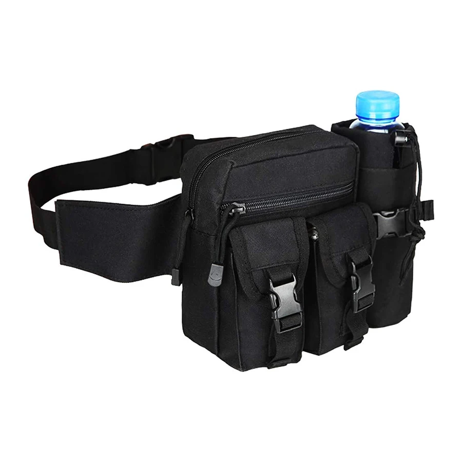 Hiking Waist Bum Bag Waterproof with Bottle Holder Sports Fanny Packs for Running Gravel Cycling