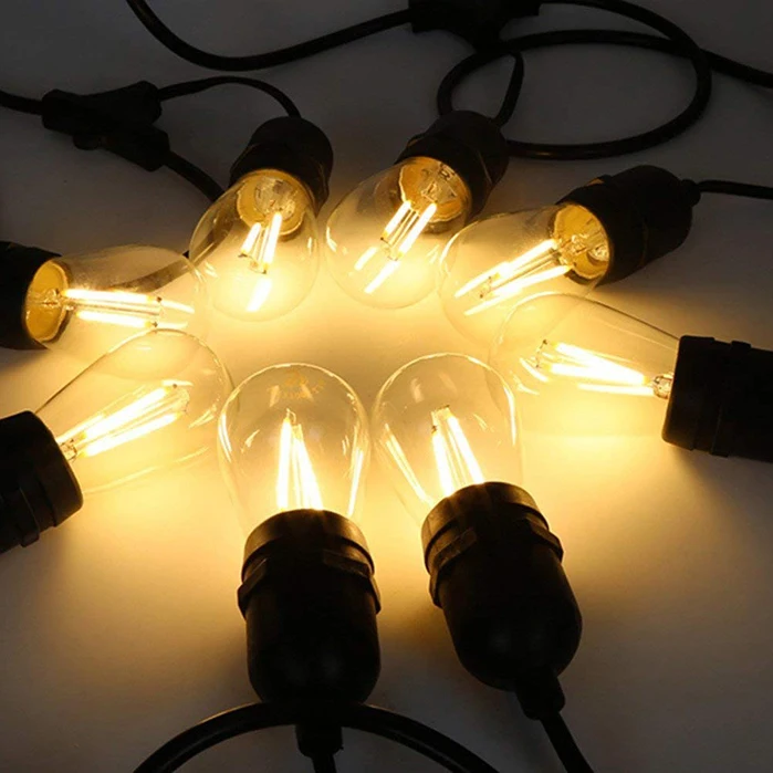 10 шт. S14 2 Вт 4 Вт Светодиодный светильник Эдисона E27 Водонепроницаемый винтажный светодиодный светильник с нитью накаливания для наружного коммерческого использования сменный светильник