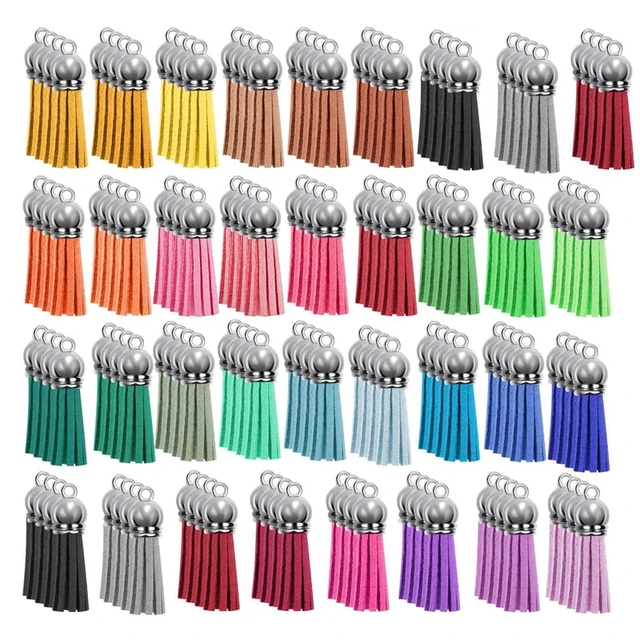 120pcs/box Leather Keychain Tassels Bulk for DIY Crafts Keychains Supplies  Charms Earrings Bracelets and Jewelry Making