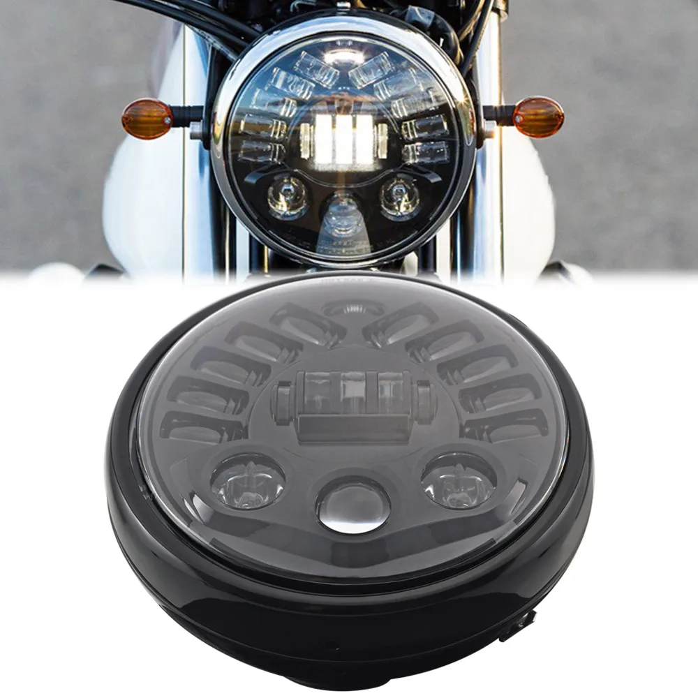 

7"Led Headlight moto Headlight Hi/Lo Beam Projector For Harley Sportster Iron883 XL883 1200 Bobber Cafe Racer