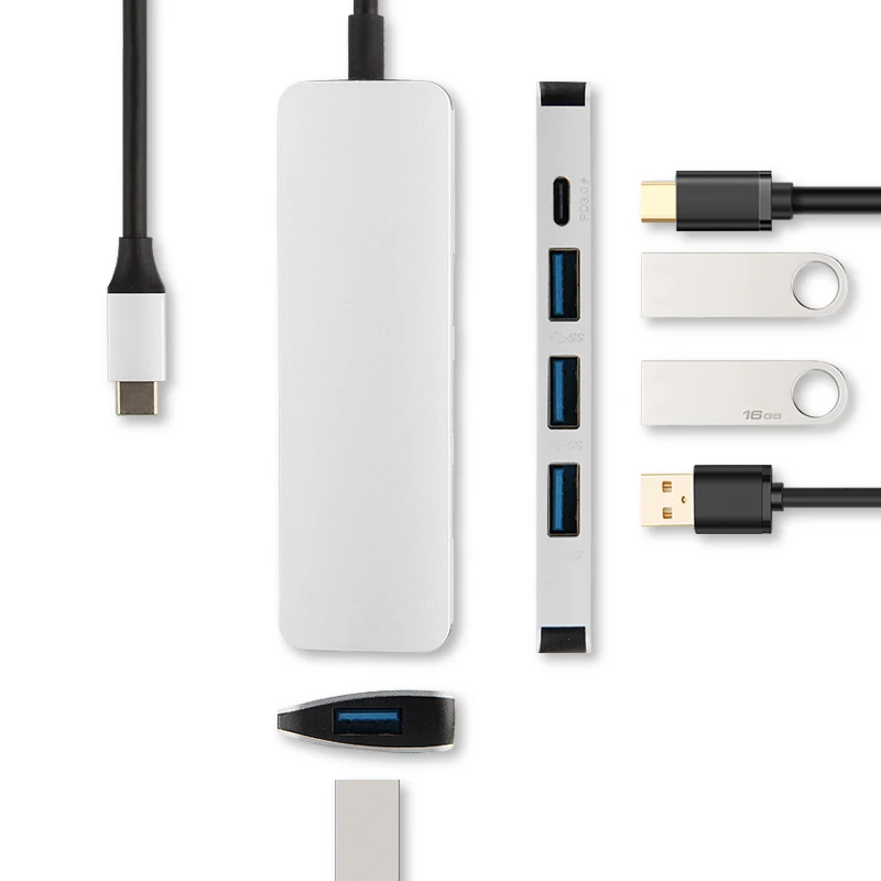 Ajiuyu USB C концентратор адаптер док-станция type-c Thunderblt 3 мульти порт конвертер HDMI VGA RJ45 USB-C USB 3,0 PD сплиттер аксессуары карта