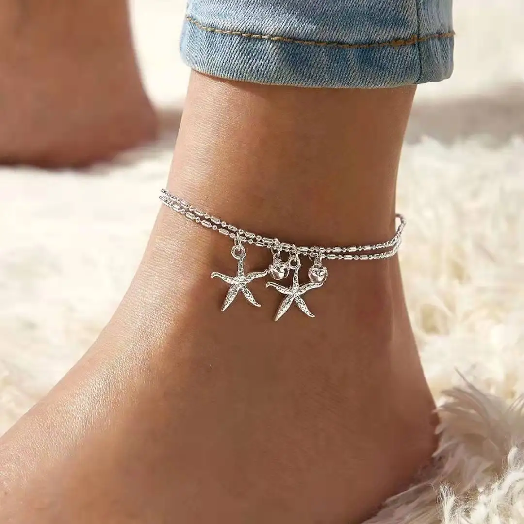 Модные Простые браслеты на ногу золотого цвета для женщин Пляжная бижутерия ног