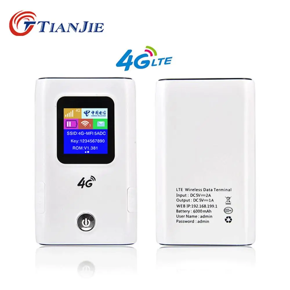 Wi Fi роутер TIANJIE 3G/4G 6000 мАч LTE CAT4 150 Мбит/с|Беспроводные роутеры| |