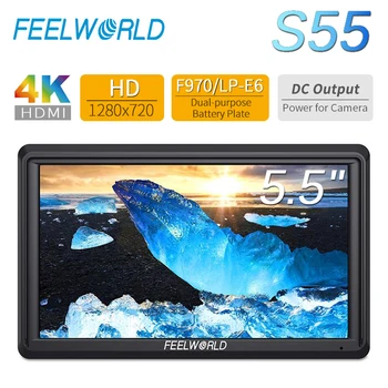 

FEELWORLD S55 5.5 inch DSLR Camera Monitor Focus Assist 1280x720 Support 4K HDMI DC Output for Nikon Sony Canon