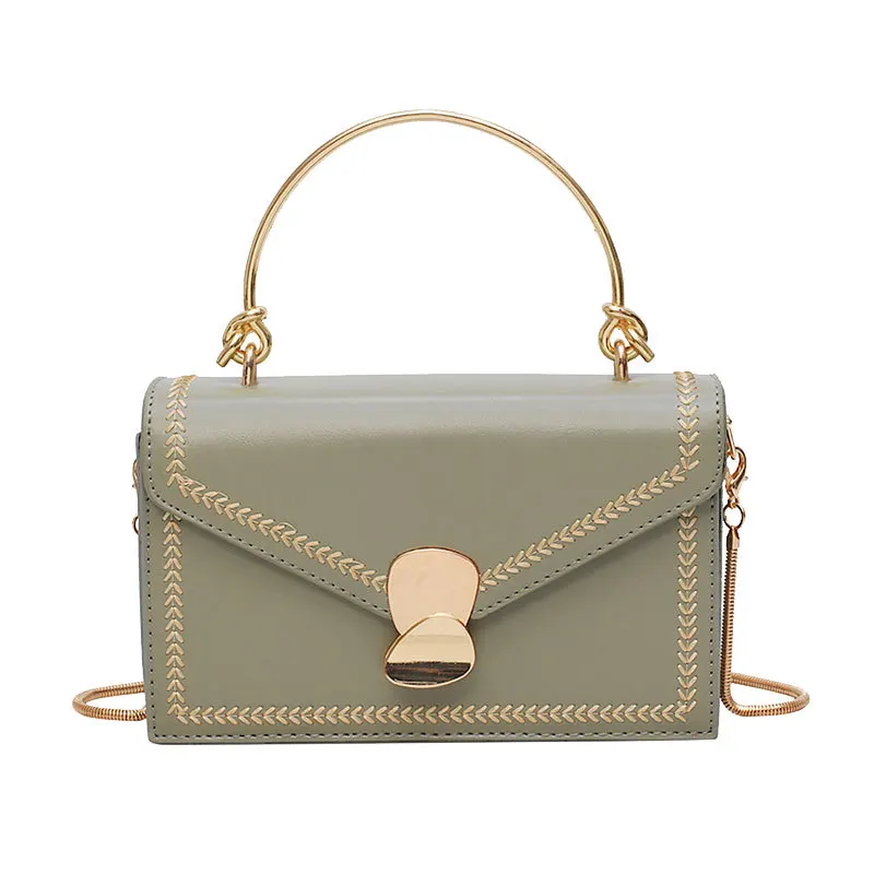 

2019 Mini Shoulder Messenger Bag with Metal Handle Embroidery PU Leather Crossbody Bags for Women Lady Travel Totes Women Bag
