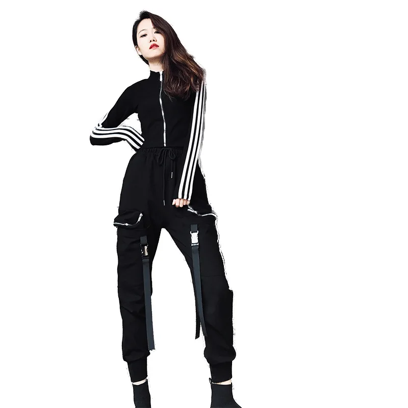Steam Punk Black High Waist Cargo Pants Women Pockets Patchwork Casual Loose Streetwear Full Long Pants Autumn New Pencil Pants