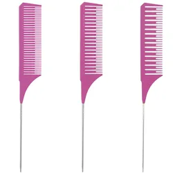 3pcs/set Professional anti-static Steel tip tail comb high temperature resistant hair cutting highlighting comb dyeing brush