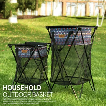 

New Outdoor Storage Basket Multi-function Storage Bucket Hamper Laundry Basket Storage Bag Camping Garbage Rack