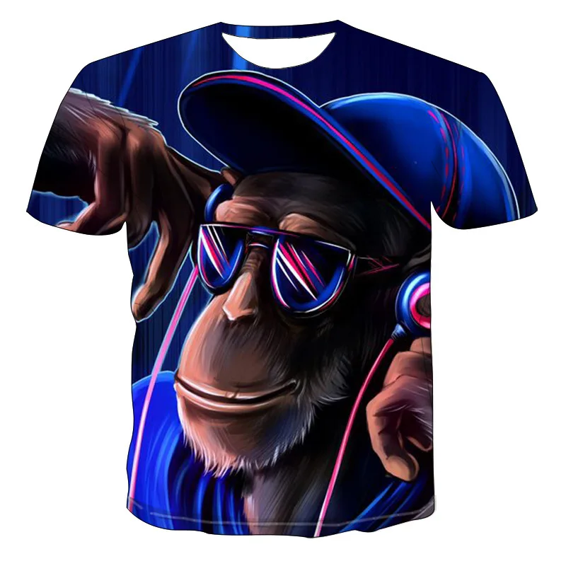 Unisex Funny 3D Print DJ Gorilla Streetwear Cool Rock Music T-shirt Friends Black Dropshipping | Мужская одежда