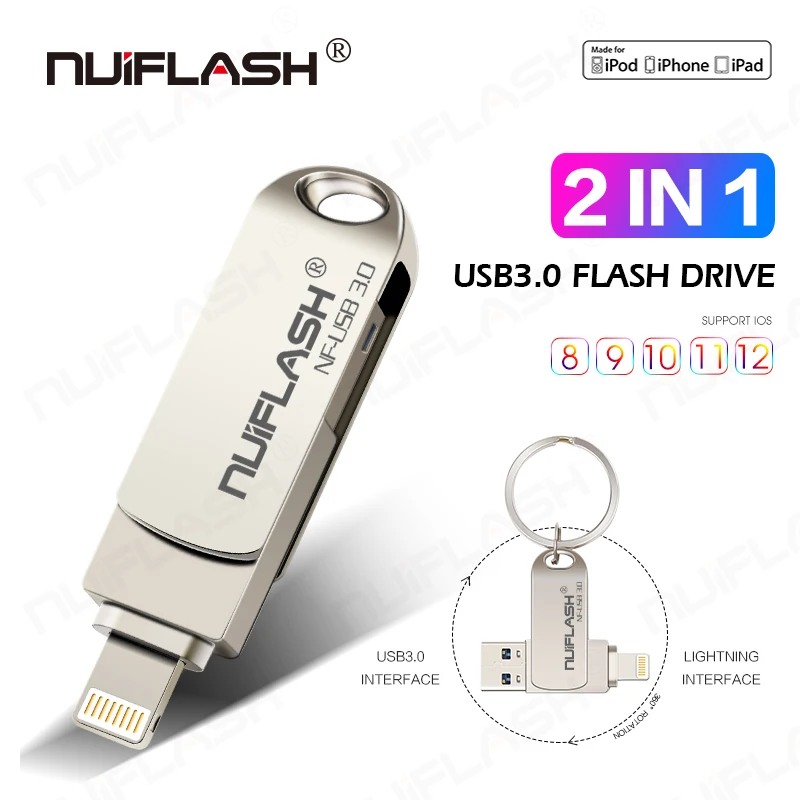 USB Flash Drive 64GB for iPhone Photo Stick Backup iPhone Memory Stick External Storage Thumb Drive for iPhone 11 Pro X XR XS MAX 6 7 8 Plus iPad Pro PC Android Password Touch ID Protected Flash Gold