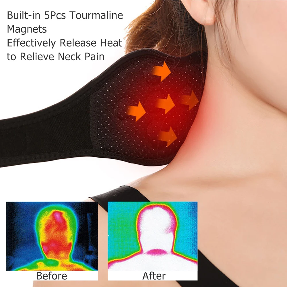 Adjustable neck tourmaline self heating magnetic Neck Support Medical Magnetic Treatment Collar Neck Wrap Protector Pain Relieve