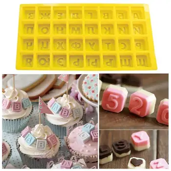 

Food Grade Silicone Mold Baking Tools Letter Baking Kitchen Pudding Accessories Cloth Soap 32 Mold Mold Alpabet C4W3