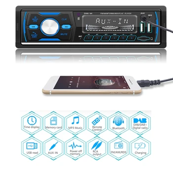 

Car MP3 Player, 1DIN Bluetooth Stereo USB AUX FM AM RDS DAB DAB+ Car Radio Receiver Multimedia o
